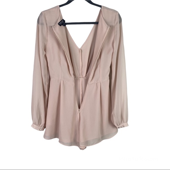TOPSHOP Long Sleeve Blush Pink Romper Size 4 - Picture 4 of 9